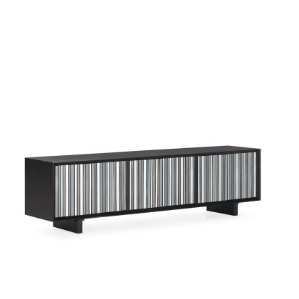 Black Silver Gray Wood TV Stand, 180 cm