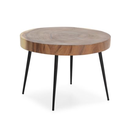 Side Table 65x65x45 Suar Wood/Metal Natural/Black