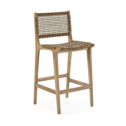 Stool 49x49x105 Teak Wood/Natural Rope