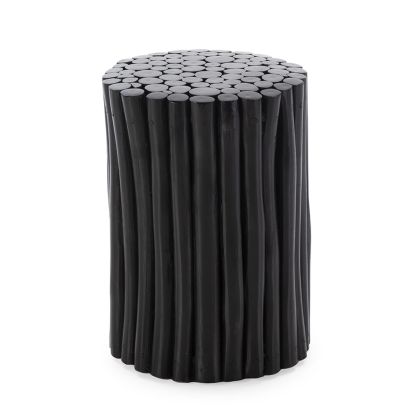 Taburete en Madera de Teca en Negro.