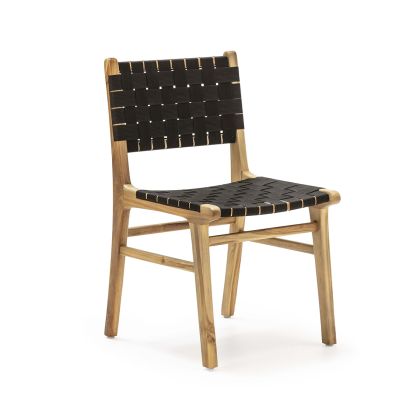 Chair 50X56X87 Teak Wood/Nylon Weave Natural/Black