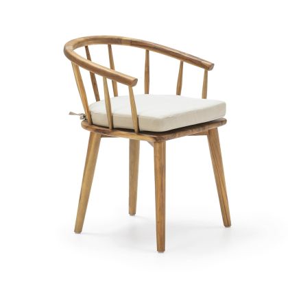 Chair 52X52X79 Teak Wood/Natural Cotton/Grey