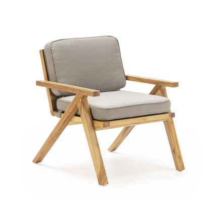 Armchair 66X70X83 Teak Wood/Fabric -- Natural/Grey