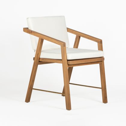 Armchair 51x54x70 Teak Wood/Fabric -- Sand/White