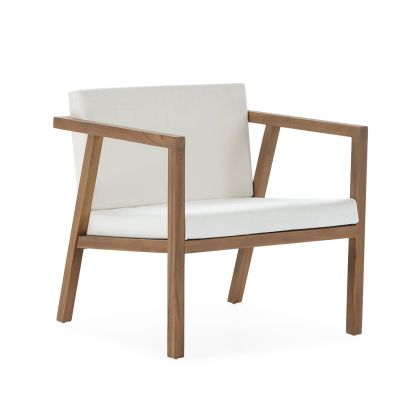 Armchair 70x70x80 Teak Wood/Fabric -- Natural/White