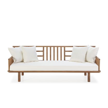 Sofa 190x90x83 Teak Wood/Fabric -- Natural/White