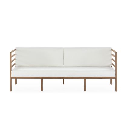 Sofa 180x72x68 Teak Wood/Fabric -- Natural/White