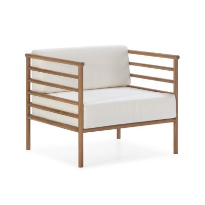 Armchair 72x78x68 Teak Wood/Fabric -- Natural/White