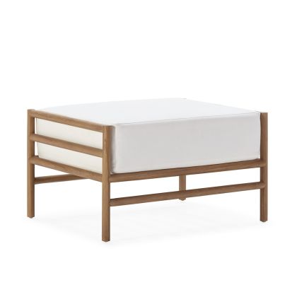 Footrest 78x60x44 Teak Wood/Fabric -- Natural/White