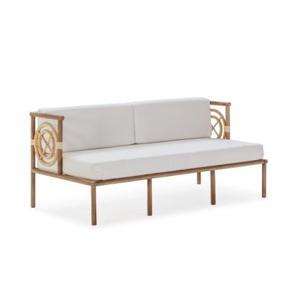 Sofa 152x76x65 Teak Wood/Fabric -- Natural/White