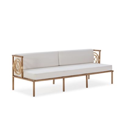 Sofa 190x76x65 Teak Wood/Fabric -- Natural/White