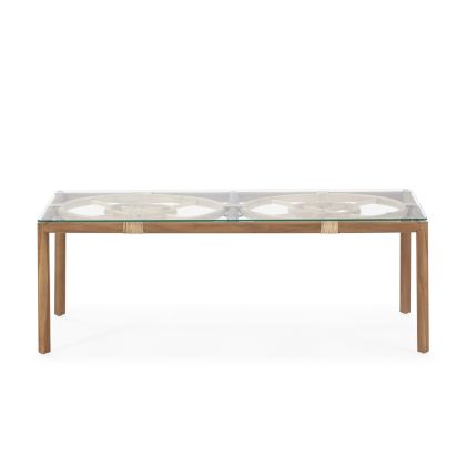 Coffee Table 100x50x35 Teak Wood/Rattan -- Natural
