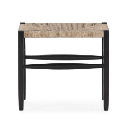 Banco estilo Étnico de madera de teca negra y jacinto de agua natural.