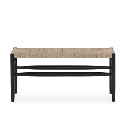 Bench 100x45x47 Teak Wood/Synthetic Water Hyacinth -- Black/Natural