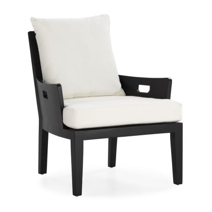 Sillón moderno en madera de teca negra.