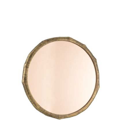 Espejo Redondo Metal Oro Sombras, 62 Cm