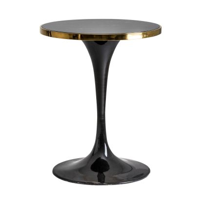Mesa Bar Mármol Negro Acero Negro Oro, 77 CM