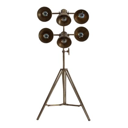 Lámpara De Pie Industrial Trípode Metal Oro, 176 Cm