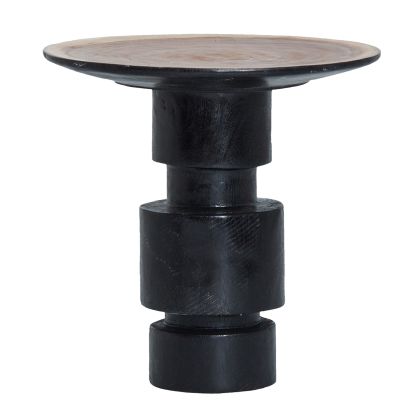 Mesa Auxiliar Redonda Madera Negra Anillos, 50 Cm