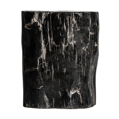 Mesa Auxiliar Madera Petrificada Negro Tronco, 38 Cm