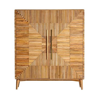 Armario Mango Natural Hierro Oro Tallado, 160 Cm