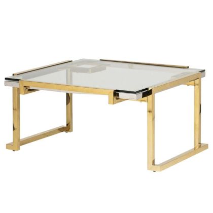 Mesa Centro INOX  Acero Cristal Oro, 90x90 Cm