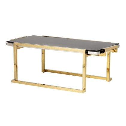 Mesa Centro NOVOSIBIRSK Cristal Acero Oro Plata, 120 Cm