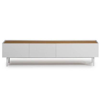 Mueble TV Blanco Natural Madera Roble Metal, 180 Cm