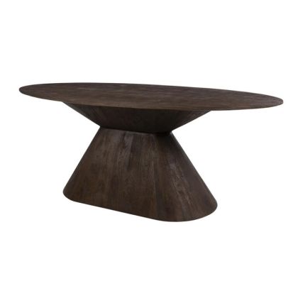 Oval Brown Wood Dining Table, 200 Cm
