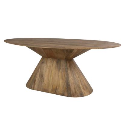 Mesa comedor ovalada color marrón