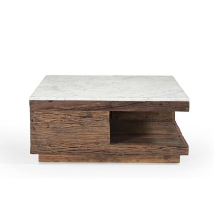 Mesa centro madera mármol