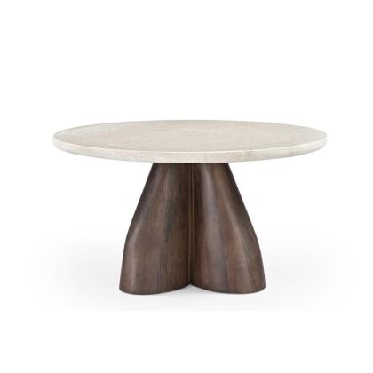 Mesa centro travertino beige madera marrón