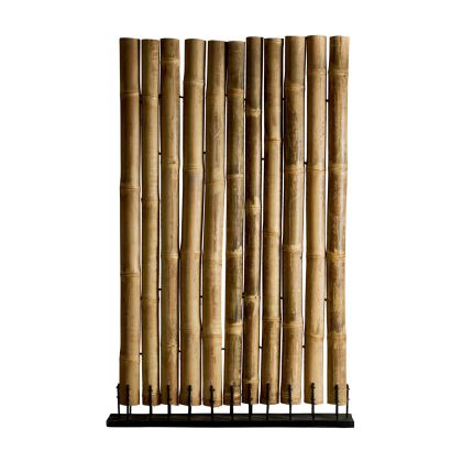 KAIRUAN Folding Screen Natural Bamboo Black Iron, 190 Cm
