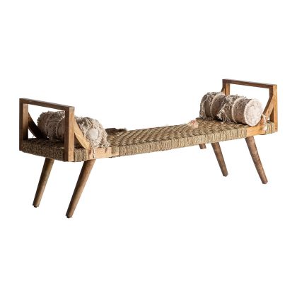  Sofá Cama Mango Tonos Marrón Fibra Natural, 180 Cm