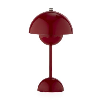 Portable Table Lamp 16x16x29 Plastic -- Red/Chrome