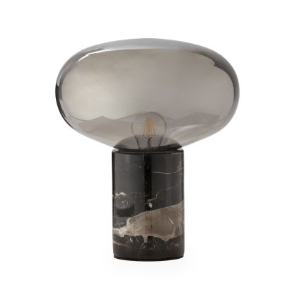 Table Lamp 32x32x38 Marble/Glass -- Black/Smoked