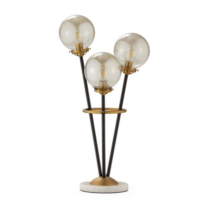 Table Lamp 35x35x67 Metal/Marble/Glass -- Gold/Black/White/Amber
