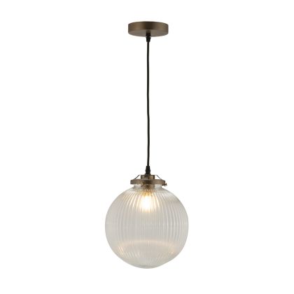 Lampara de Techo /Metal Negro/ Cristal Texturizado, 25 Cm.