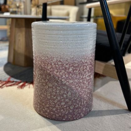 TABURETE 32,5x32,5x46 CERAMICA BLANCO/CORAL