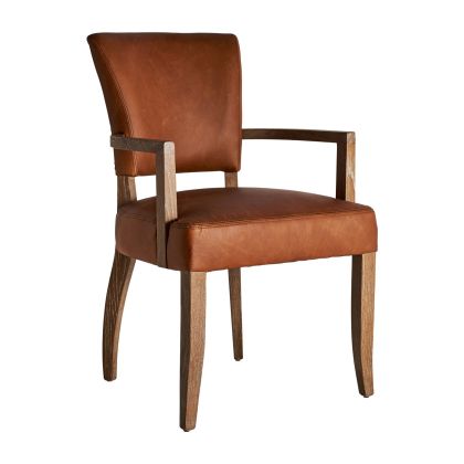 Silla Piel Marrón Madera Tonos Marrón,  88 Cm
