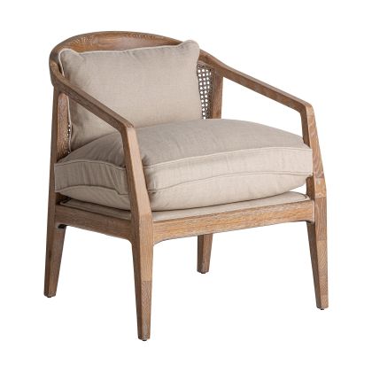 Sillón65x74x78  Madera Tonos Marrones Lino Beige