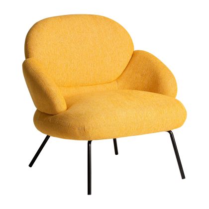 Sillón Dokkum Color Mostaza Estilo Art Decó Chenilla Hierro, 83 Cm