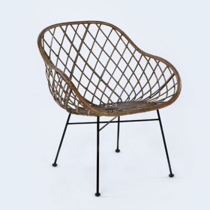 Armchair 66x66x77 Metal/Wicker -- Brown