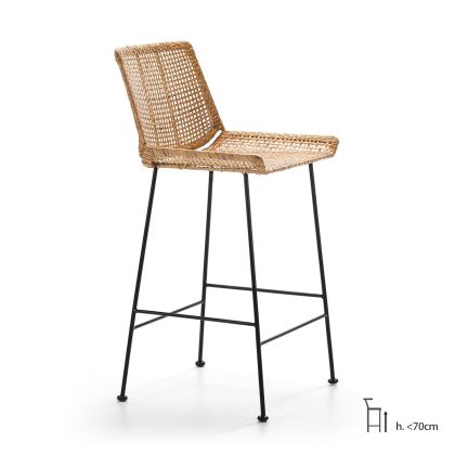 Stool 50x49x97 Black Metal/Natural Wicker