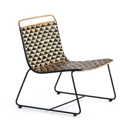 Sillón Étnico en Metal negro y Mimbre natural/negro.