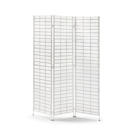 Room Divider 140x2x178 White Wicker/White Metal
