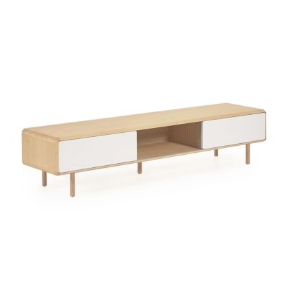 Mueble de TV Madera Chapa Fresno Lacado Blanco,180 Cm