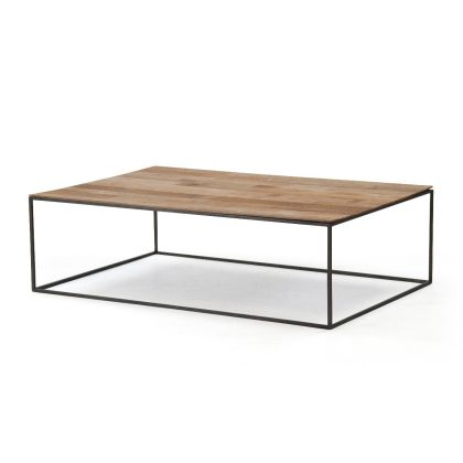 Mesa Centro Nórdica Madera Teka Y Acero Lacado, Inda 120 Cm