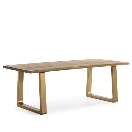 Mesa Comedor Madera/Metal en Natural/Dorado, 220 Cm.