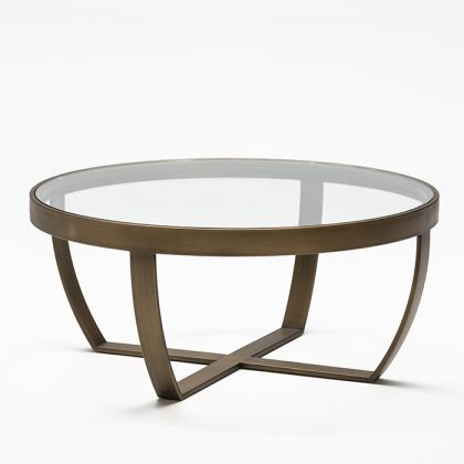 Mesa De Centro Redonda Art Decó Bronce, Beni 80 Cm